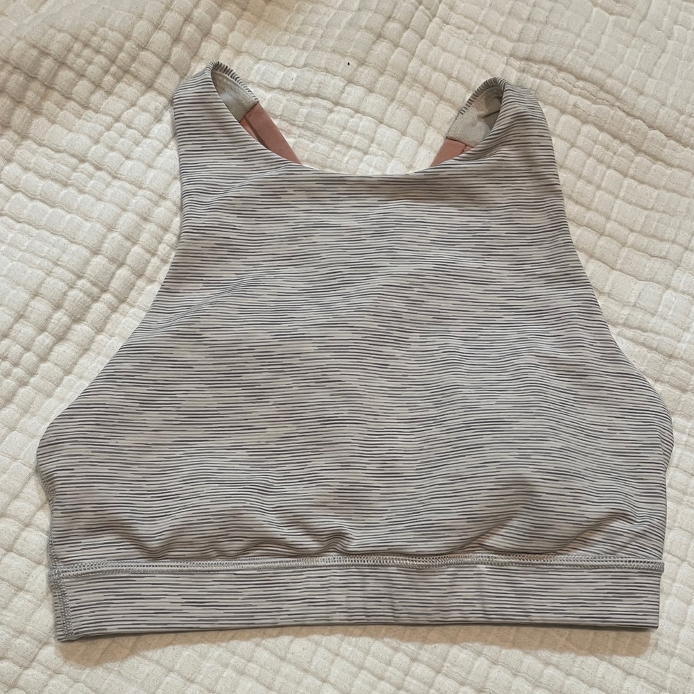 Lululemon Athletica Gray Striped Sports Bra